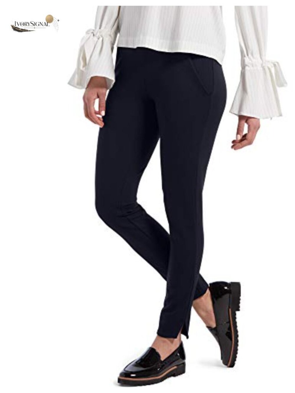 Premium High-Waist Ponte Knit 7/8 Length Leggings with Pockets for Women - Picture 1 of 2